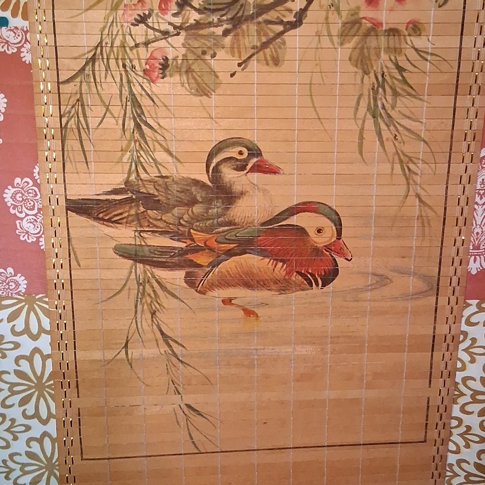 Vintage Bamboo Mandarin Duck Wall Hanging - Picture 2 of 4